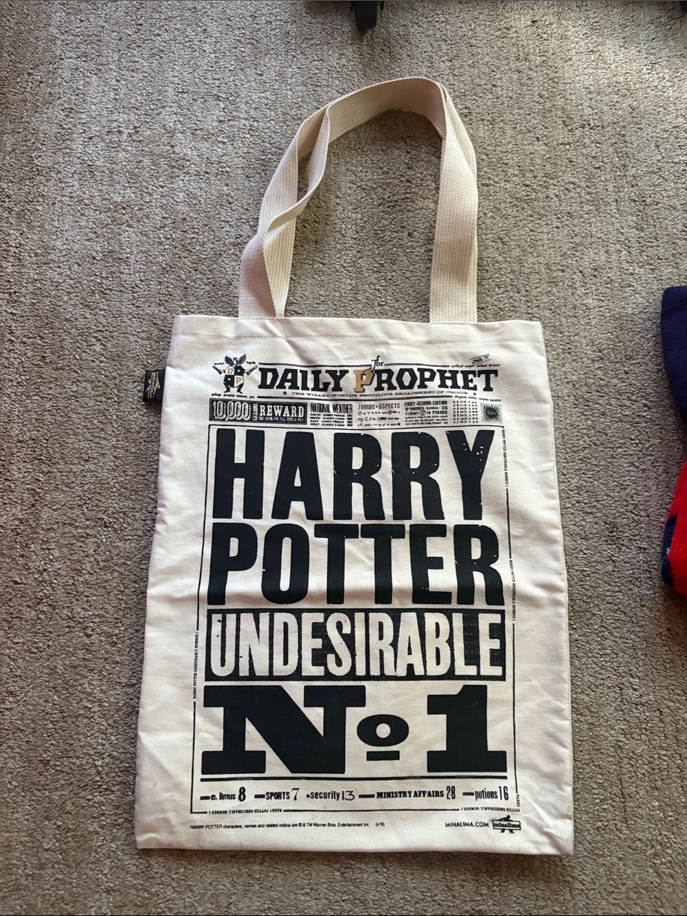 Harry Potter 'Undesirable No.1' Canvas Tote Bag - Cream/Black